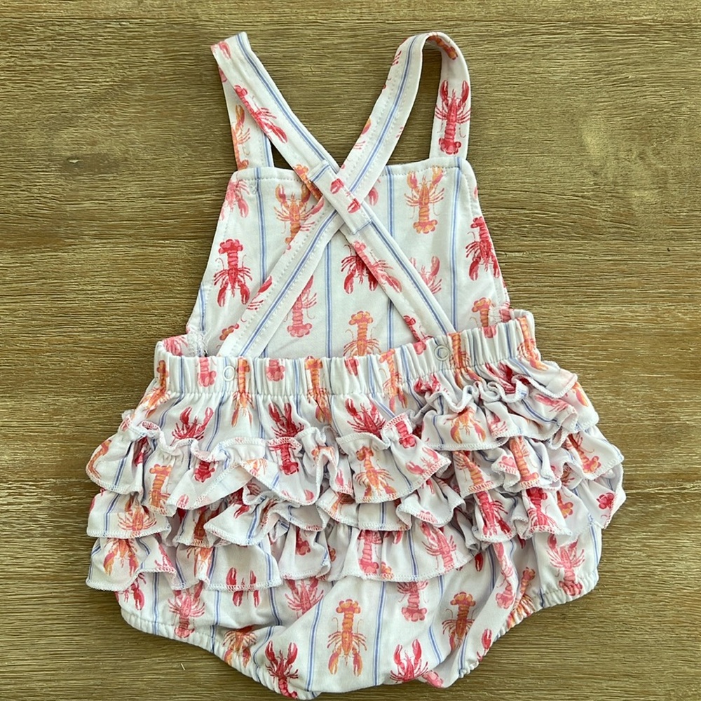 Milkberry Baby Girl Bamboo Lobster Ruffle Bubble Romper 0-3 months - Picture 6 of 7
